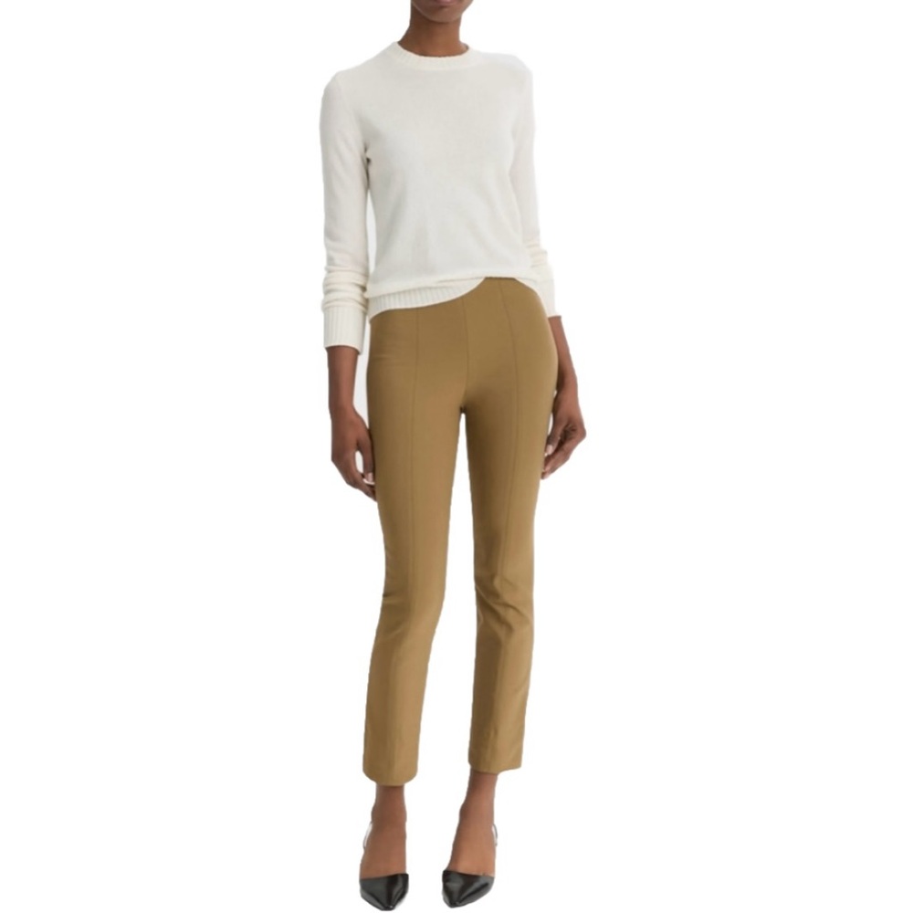 Vince High-Waist Stitched-Front Mocha Tan Brown Women’s Pants Size XL